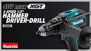 Makita 40V max XGT® 3-Speed 1/2" Hammer Driver-Drill (GPH03)