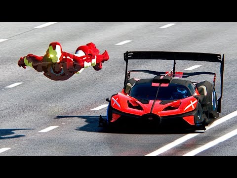 Bugatti Bolide GTR Concept vs Iron Man at Drag Race 24 KM