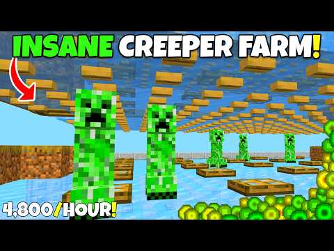 New Creeper Farm - 4,800 Gunpowder/Hour - Bedrock — Minecraft farm tutorial thumbnail