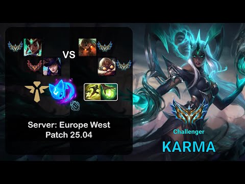 Karma Support + Caitlyn vs Nautilus + Corki - EUW Challenger - Patch 25.04