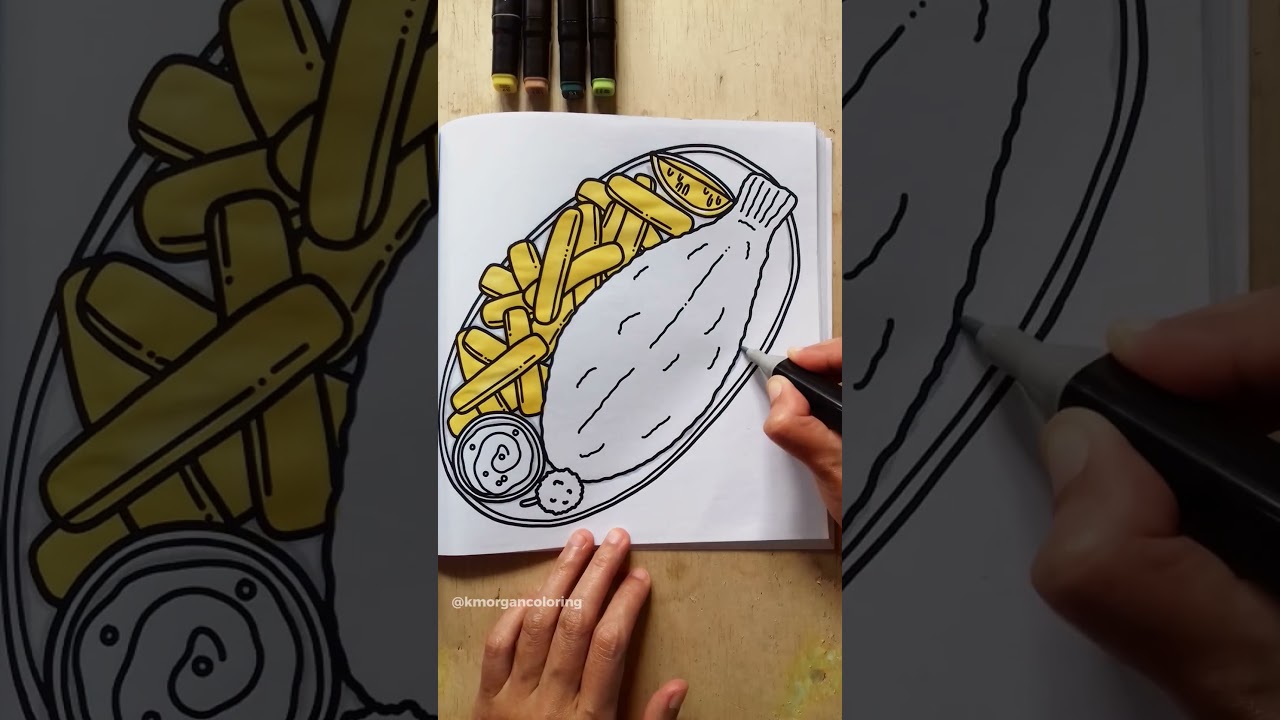 Plaice Fish & Chips Coloring | Quick Relaxing Art