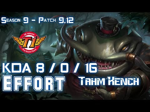 SKT T1 Effort TAHM KENCH vs LUX Supp - Patch 9.12 KR Ranked