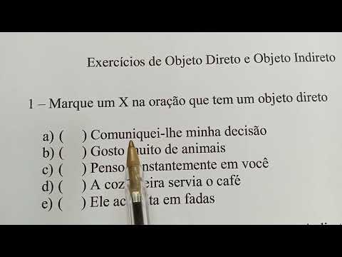 Exercícios de Objeto Direto e Objeto Indireto
