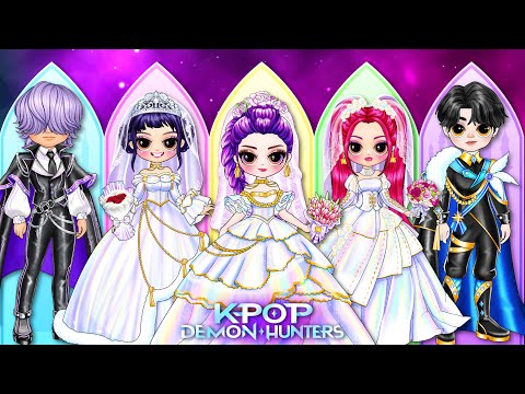 K-Pop Demon Hunters: Huntrix & Saja Boys Wedding Outfit Makeover! | Best DIY Fashion Paper Dolls