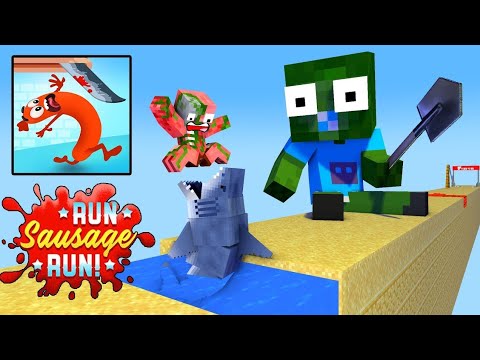 Monstor school : SAUSAGE RUN CHALLENGE - Minecraft Animation