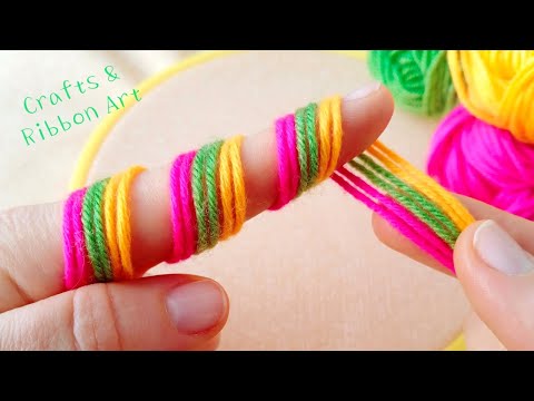 It's so Beautiful 💖🌺 Superb Flower Craft Idea with Wool - Hand Embroidery Amazing Flower Design