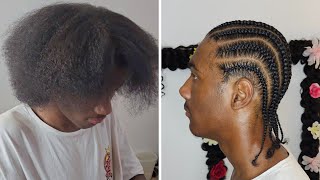 How to do Easy 8 Stitch Straight Back Cornrow Braids Hairstyle Tutorial | Braid Style | Men Edition