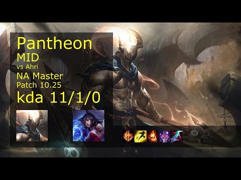 Pantheon vs Ahri Mid - NA Master 11/1/0 Patch 10.25 Gameplay