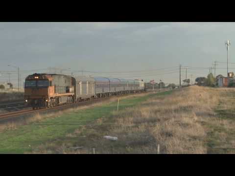 Trains in Australia ; GE Power; The Overland departing North Shore