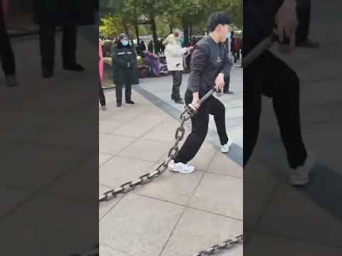 Insanely long metal chain whip