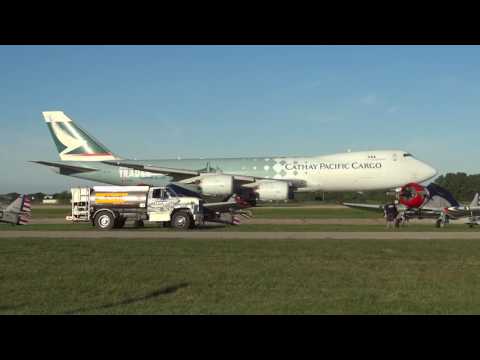 Cathay Pacific 747-8F Takeoff - EAA AirVenture 2016 Oshkosh