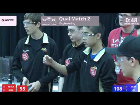 VEX Worlds 2016 - VRC High School - Engineering - Qual 2 (4815A 9020) 170 vs 249 (217D 180)