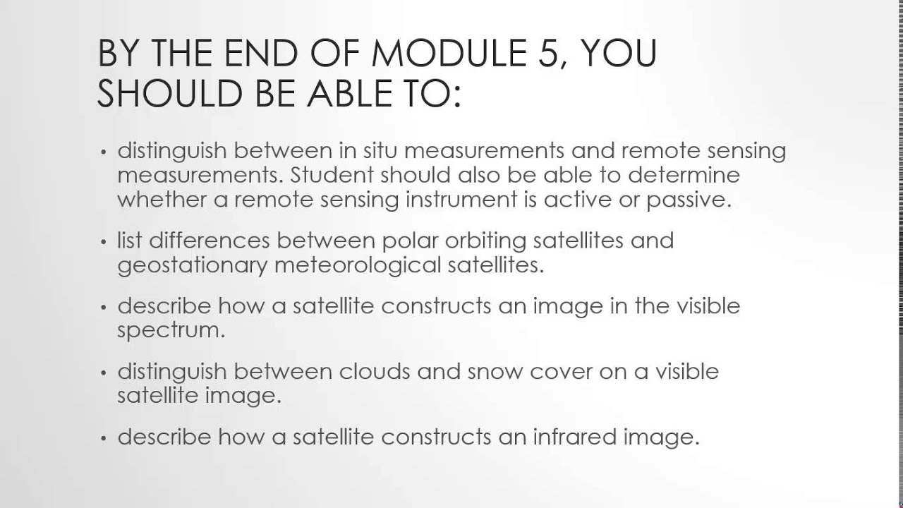 Module 5 – Satellite and radar imagery remote sensing of the atmosphere