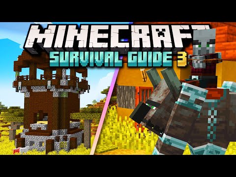 Pixlriffs - Surviving Our First Pillager Raid! ▫ Minecraft Survival Guide S3 ▫ Tutorial Let's Play [Ep.48]