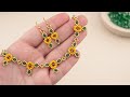DIY Sunflower Beaded Necklace And Earrings Step By Step Seed Bead Flower Jewelry Tutorial Diy