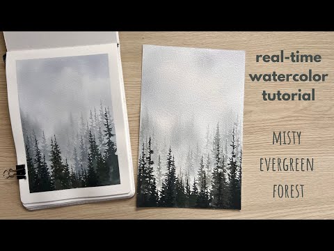 Paint a moody, misty forest with me | step-by-step watercolor tutorial (beginner friendly!)