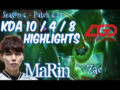 LGD MaRin ZAC vs OLAF Jungle HIGHLIGHTS - Patch 6.21 KR Ranked