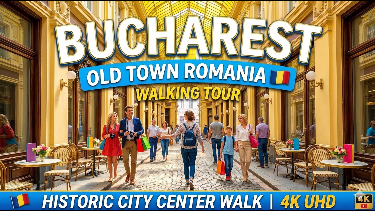 Immersive street-level walking tour through Bucharest Old Town, Romania, showcasing authentic urban landscapes, local architecture, and the vibrant atmosphere of the city's neighborhoods