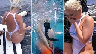 Model&#39;s shark cage shoot goes horrifically wrong
