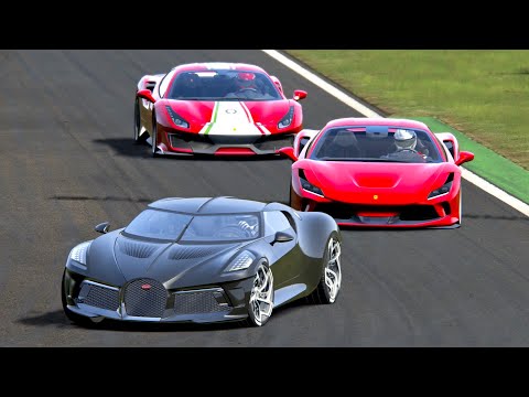 Bugatti La Voiture Noire vs Ferrari F8 Tributo vs Ferrari 488 Pista - Monza