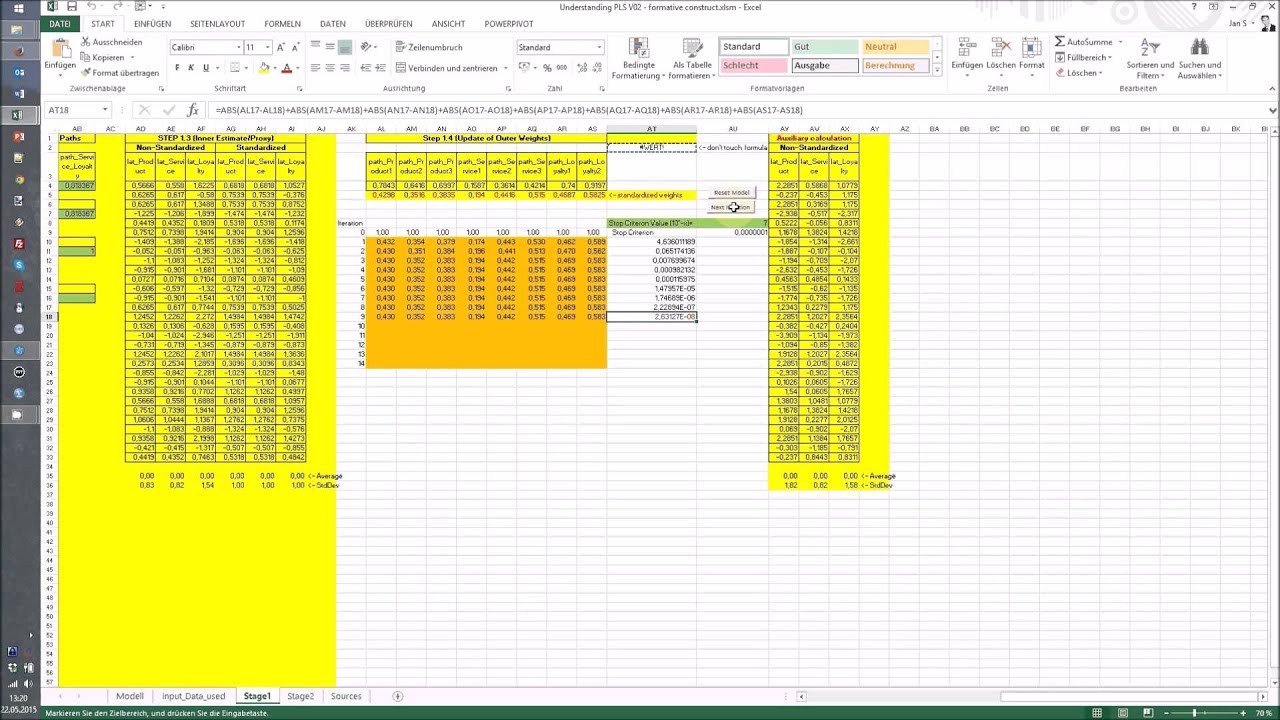 PLS-Path modelling algorithm: formative indicator calculation explained