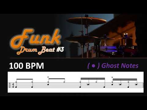 Drum beat with transcription | Funk groove with Ghost Notes BPM 100
