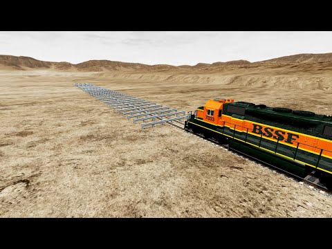 Train vs Numerous Guardrails - BeamNG Drive