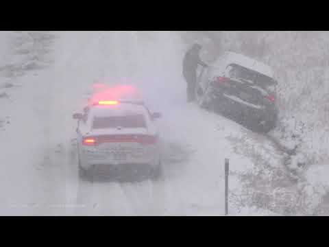 09-08-2020 Golden, CO - Heavy Snow, Car Loses Control on Icy Roads and Gets Extremely Lucky