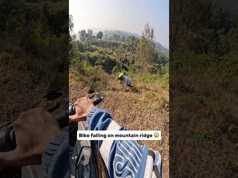 Bike falling on mountain ridge 😥