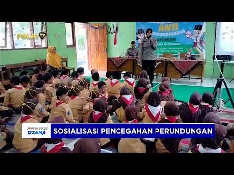 POLSEK GENENG LAKSANAKAN SOSIALISASI BAHAYA PERUNDUNGAN KE SISWA SDN KRESIKAN 1