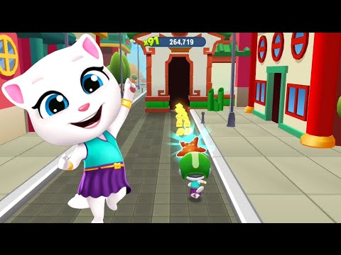 Talking Tom Gold Run China - Neon Angela Runs in Neon Angela's Home - Full Screen Game