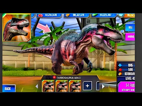 NEW TARBOSAURUS GEN 2 UNLOCKED AND MAXED TO LEVEL 40 JURASSIC WORLD THE GAME NEW DINOSAURS AND CONCE