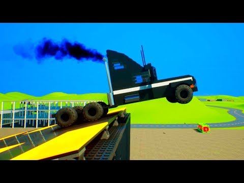 High Speed Lego Car Jumps on Mines | Brick Rigs