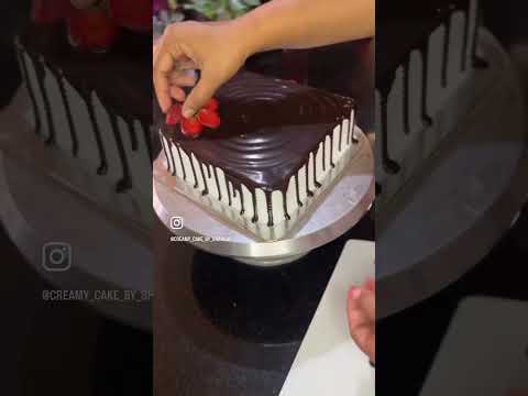 Chocolate truffle cake🤍🍓 |Square cake |#chocolate #cake Shaheeda Noushad #2024 #trending#instagram