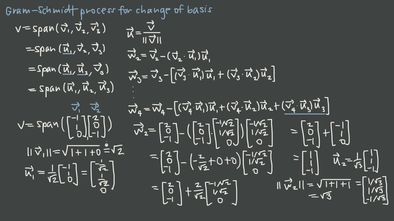 79 Gram Schmidt process for change of basis #math #linear #algebra
