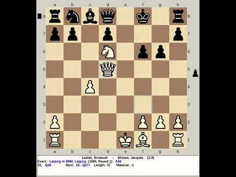 Lasker, Emanuel vs Mieses, Jacques | Leipzig match 8990 R1, 1889 #chess