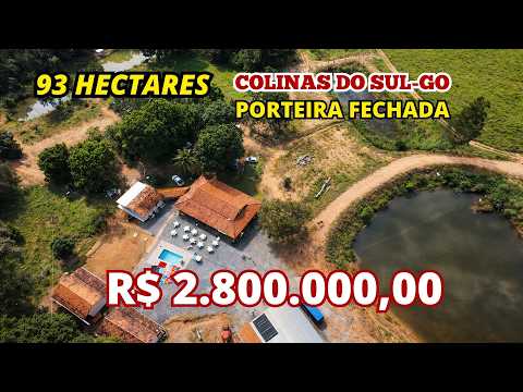 Fazenda Completa 93 Hectares à Venda em Colinas do Sul-GOIAS / 3 Cachoeiras, Rio e Porteira Fechada