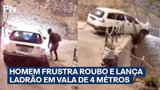 Motorista frustra emboscada e joga assaltante em vala de 4 metros