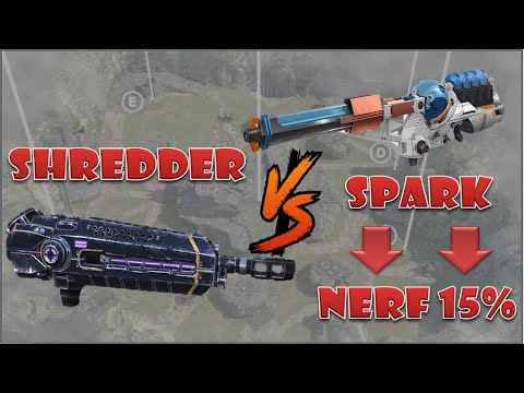 Spark (after nerf) vs Shredder light weapons comparison war robots