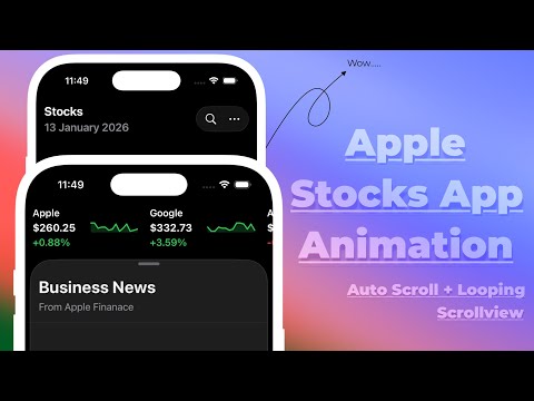Apple Stocks UI Animation: Auto Scroll & Looping ScrollView Using SwiftUI - Xcode 26 thumbnail