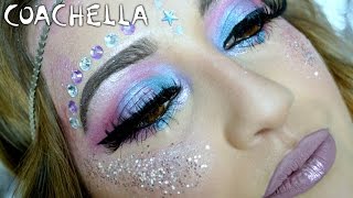 COACHELLA / FESTIVAL Makeup Tutorial - Blue & Purple Eyes