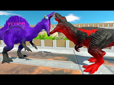 THANOS SPINOSAURUS vs SPIDERMAN SPINO DEATH RUN - Animal Revolt Battle Simulator