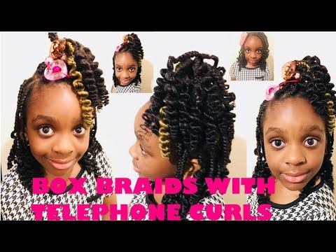 How to do box braids with telephone curls Video