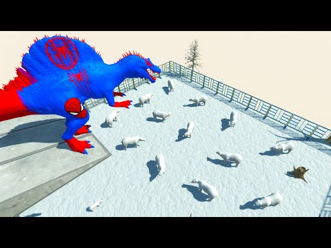 CARNIVORE DINOSAURS JUMPS INTO POLAR BEAR WORLD - Animal Revolt Battle Simulator
