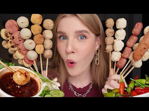 I Bought EVERY Thai Meatball 🍢 I Could Find! 😱 Luk Chin Ping MUKBANG