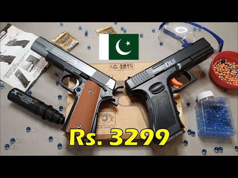 GLOCK 18 vs COLT 1911 Airsoft Pistol In Pakistan | Unboxing & Review in Urdu/Hindi | Gel Blaster