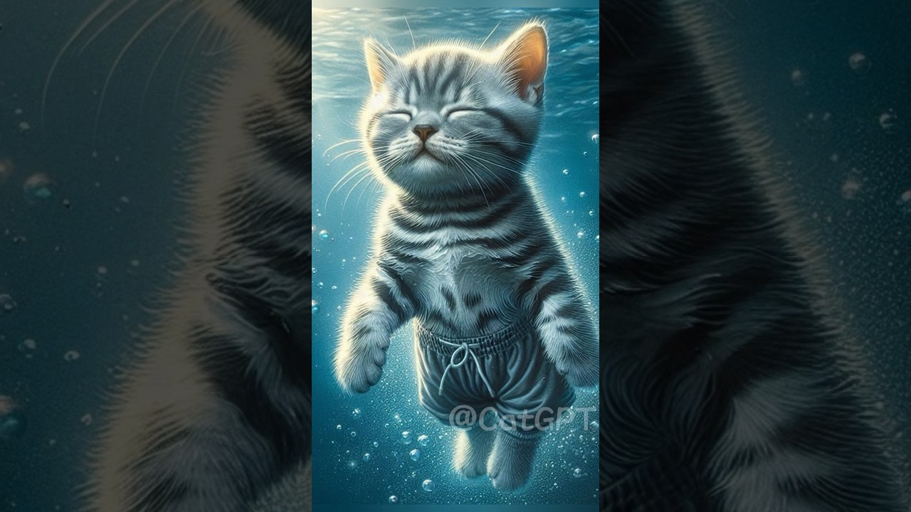 Kitten was going to go for a swim, but... #cat #kitten #cute #funny #catshorts #summer #story