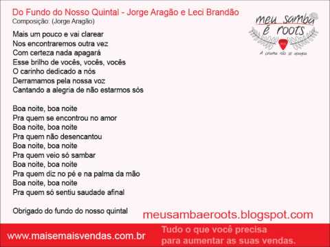Do Fundo do nosso quintal   Jorge Aragão e Leci Brandão