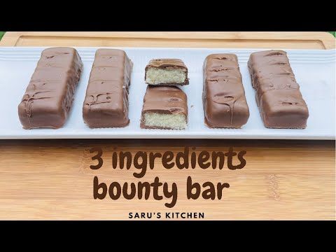 How to make bounty bar at home | Chocolate without mould | Saru’s Kitchen | Hindi