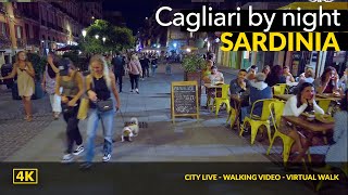 4K Cagliari Night walk. Sardinia ❤️